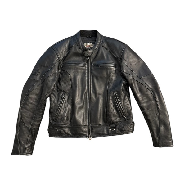 Harley Davidson Rider's Jacket Embossed Black Men's Size L - Picture 4 of 9